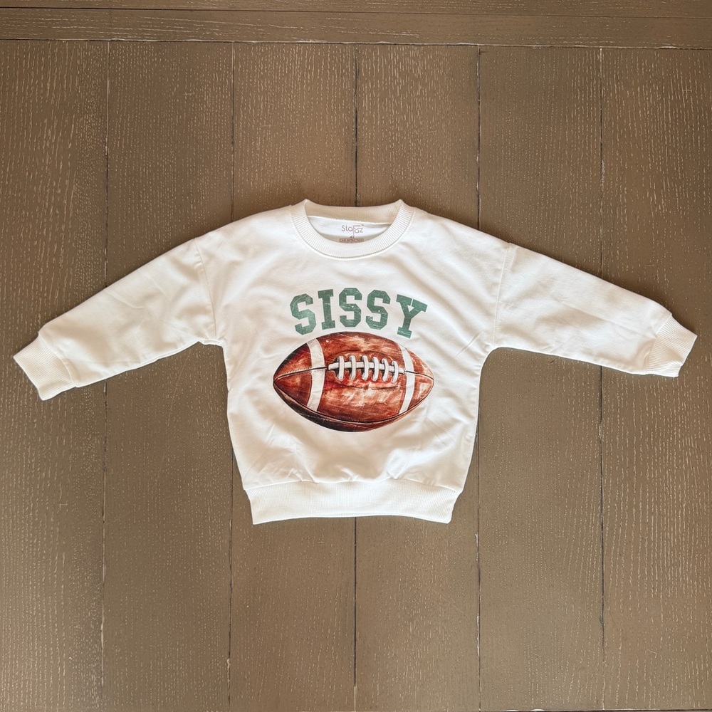 Toddler Girls’ “Sissy” (Sister) Monogram Football Graphic Sweatshirt • Size 4T